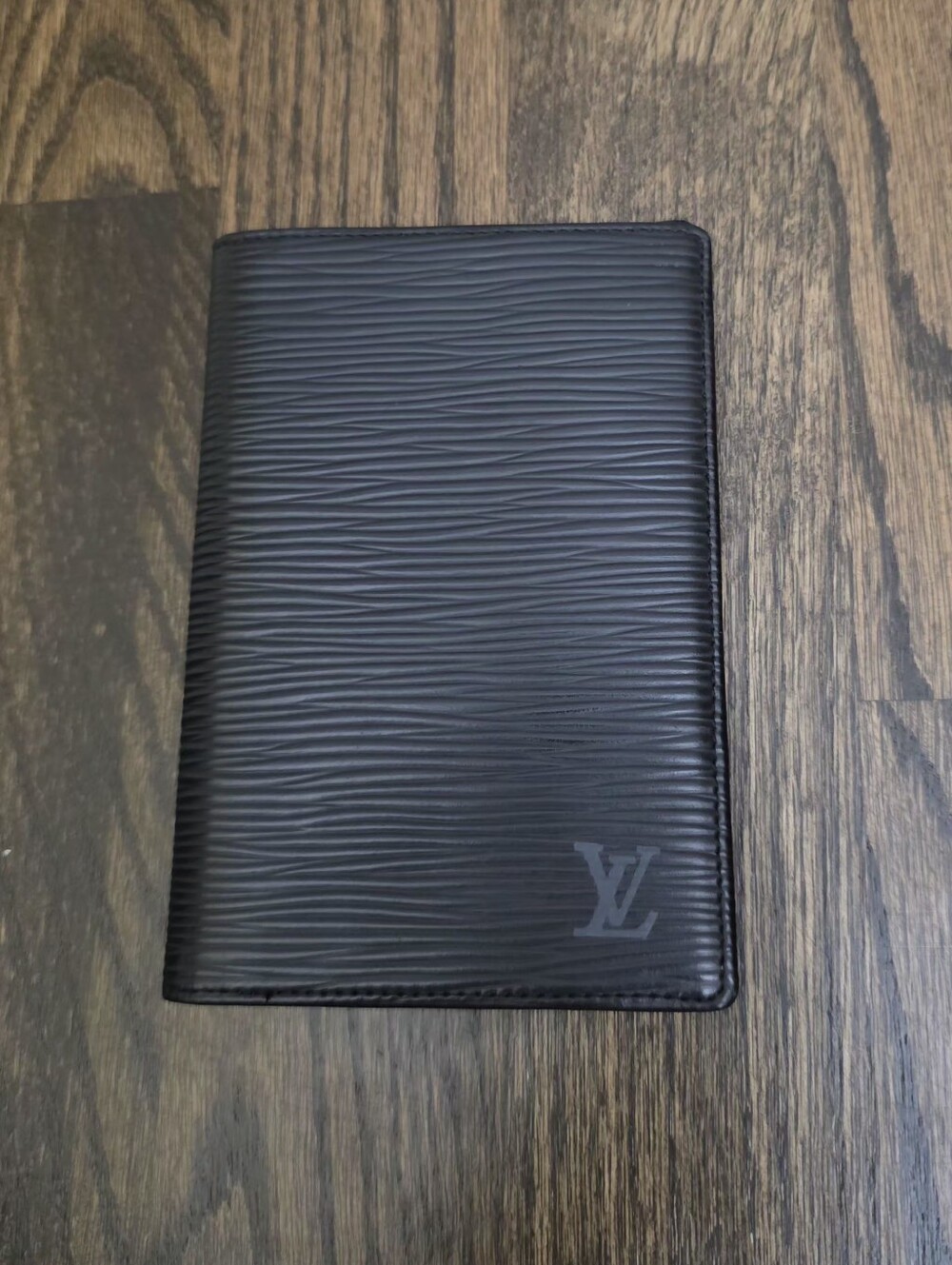 Black Epi-Style Textured Leather Passport Cover / Travel Wallet